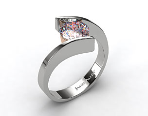 18k White Gold Spiral Solitaire Engagement Ring