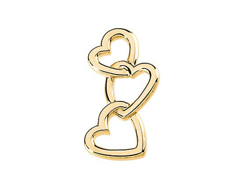 14k Yellow Gold Polished Linked Hearts Pendant 