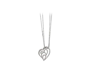 14k White Gold 1 1/3cttw Diamond Heart Necklace