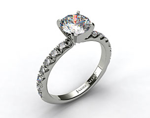 14k White Gold 0.32ct French Cut Pave Diamond Engagement Ring  