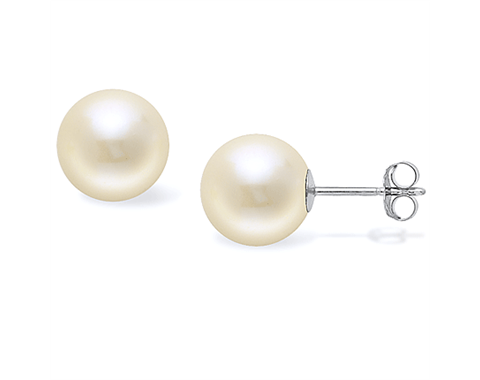14k White Gold 10mm Freshwater Pearl Stud Earrings