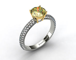18k White Gold 0.52ct Three Row Pave Set Rounded Diamond Engagement Ring