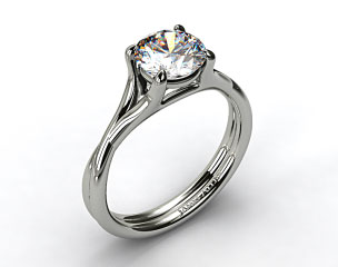14k White Gold Twisted Shank Contemporary Solitaire