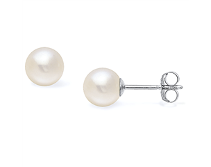 14k White Gold 6mm Akoya Pearl Stud Earrings