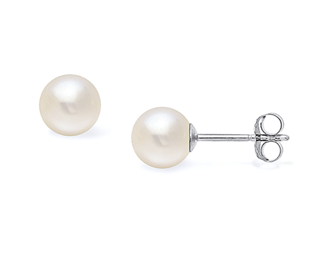 14k White Gold 6mm Akoya Pearl Stud Earrings
