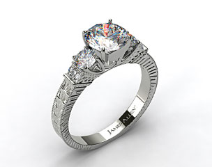 14k White Gold Royal Antique Style Round Shaped Diamond Engagement Ring