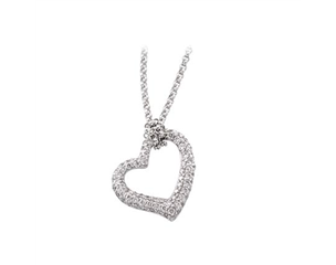 14k White Gold 1/2cttw Diamond Heart Necklace 