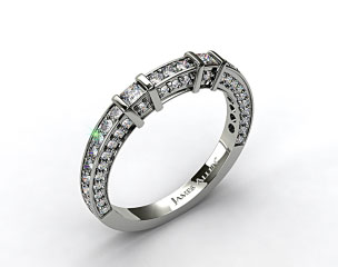 18k White Gold 0.93ct Bar Set and Pave Diamond Wedding Ring