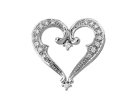 14k White Gold 1/5cttw Diamond Heart Pendant 