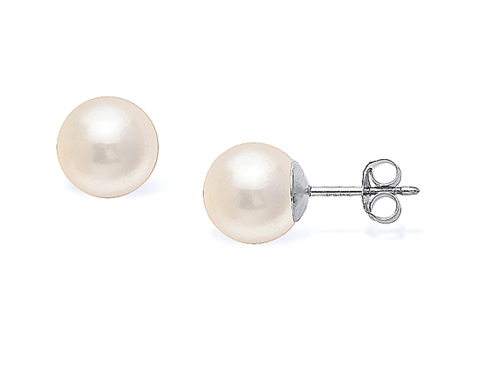 14k White Gold 7mm Akoya Pearl Stud Earrings