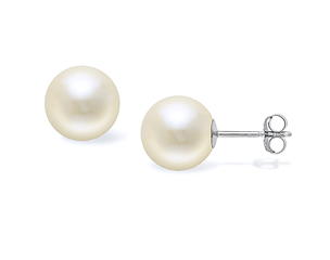 14k White Gold 8-8.5mm Fresh Water Pearl Stud Earrings