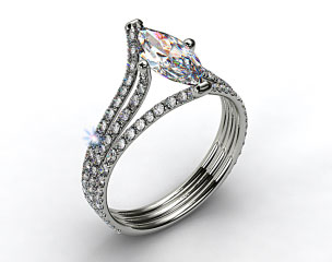 14k White Gold Three Row Pave ZE118 by Danhov Designer Engagement Ring
