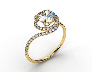 18k Yellow Gold Pave Set Swirl AE100 by Danhov Designer Engagement Ring