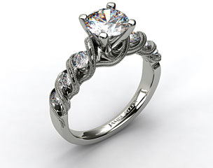 Platinum Milgrain Ribbon Engagement Ring