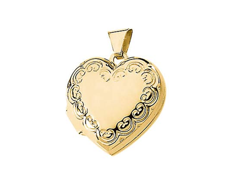 14k Yellow Gold Polished Heart Locket 