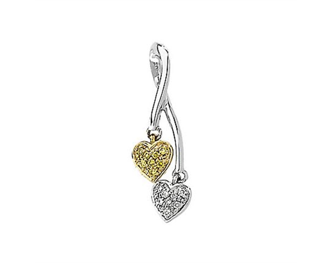Two Tone Diamond Heart Pendant Slide