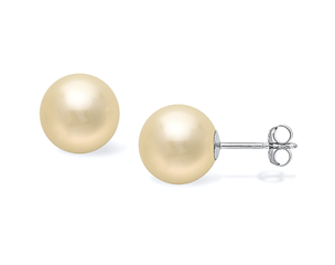 14k White Gold 10mm Peach Freshwater Pearl Stud Earrings