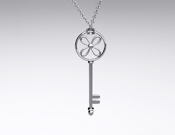 Sterling Silver Flower Key Pendant