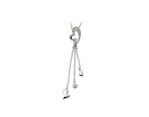 14k White Gold 1/10cttwDiamond Heart Necklace 