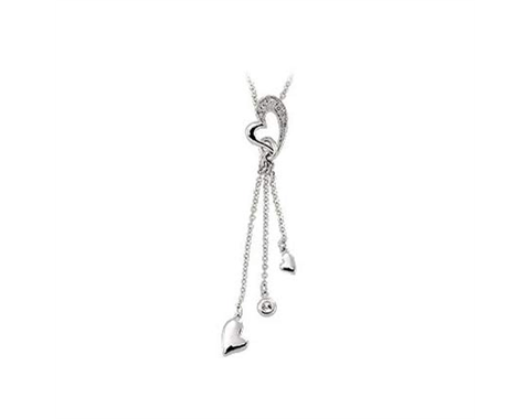 14k White Gold 1/10cttwDiamond Heart Necklace 