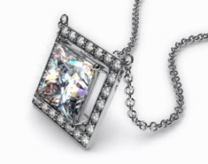 18k White Gold 0.50ct  Pave Set Frame Diamond Pendant 