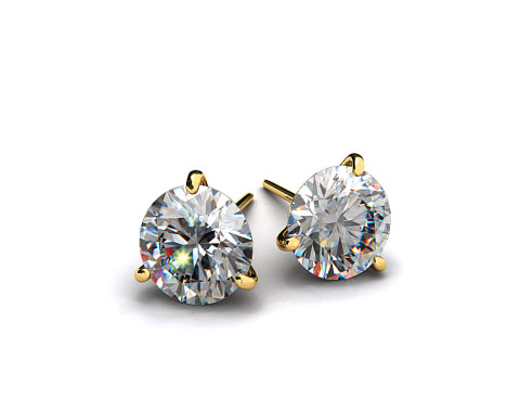 18k Yellow Gold Three Prong Martini Style Settings