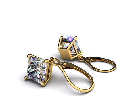 18k Yellow Gold 0.50ctw Diamond Leverback Dangle Earrings  