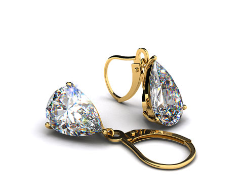 18k Yellow Gold Leverback Dangle Earring Settings
