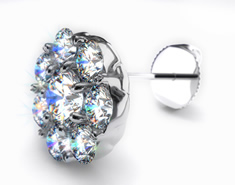 18k White Gold 0.55ctw Diamond Cluster Stud Earring    