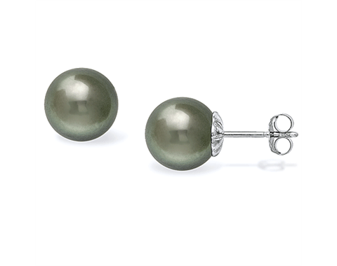 14k White Gold 11-12mm Tahitian Pearl Stud Earrings