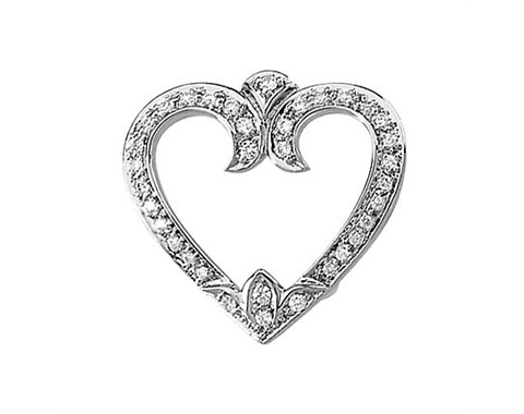 14k White Gold 1/4cttw Diamond Heart Pendant Slide 