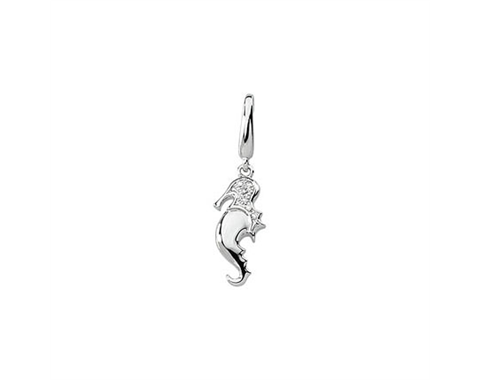14k White Gold Diamond Seahorse Pendant