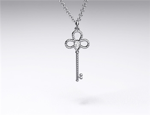 18k White Gold Mini-Intertwined Diamond Key Pendant (0.02ctw)