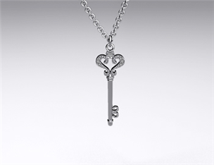 18k White Gold Pave Scroll Key Pendant (0.04ctw)