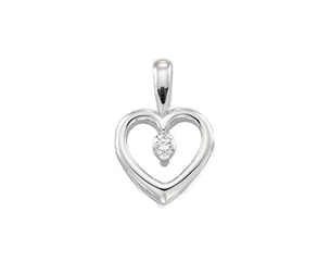 14k White Gold 0.07ct Diamond Heart Pendant