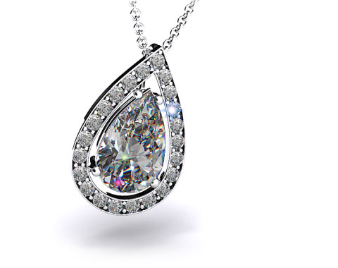 18k White Gold Pave Set Frame Diamond Pendant Setting