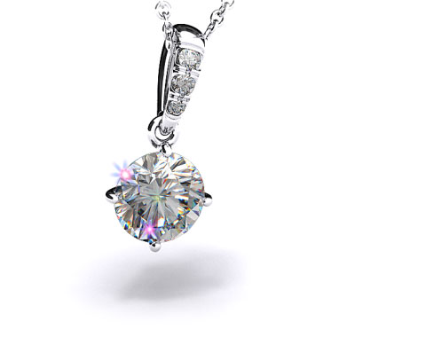 18k White Gold Pave Bail Diamond Pendant Setting