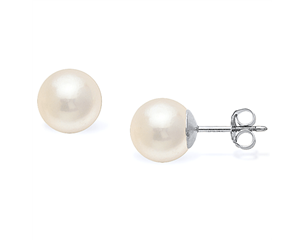 14k White Gold 8mm Akoya Pearl Stud Earrings