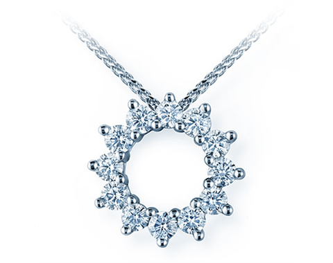 18k White Gold Circle Diamond Pendant