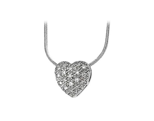 14k White Gold 1/3cttw Diamond Heart Pendant Slide On Chain